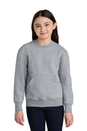 Port & Co  Youth Core Fleece Crewneck Pocket Sweatshirt PC78YPKT