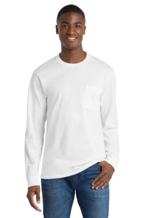 Port & Co  Tall Long Sleeve Essential Pocket Tee. PC61LSPT