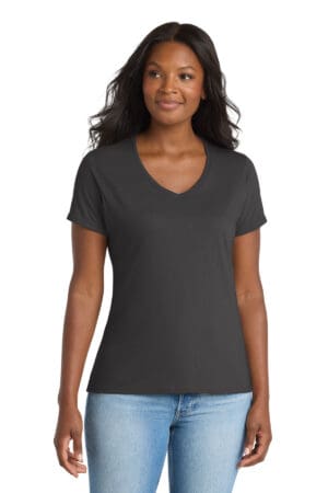 Port & Co  Women's Performance Blend V-Neck Tee. LPC381V