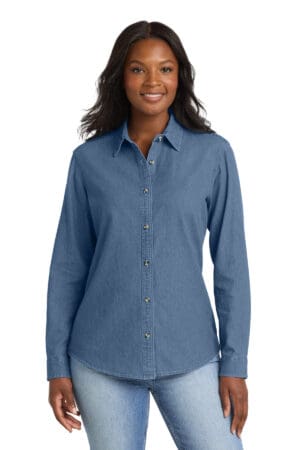 Port & Co  Women's Long Sleeve Value Denim Shirt. LSP10