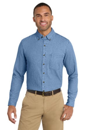 Port & Co  Long Sleeve Value Denim Shirt. SP10