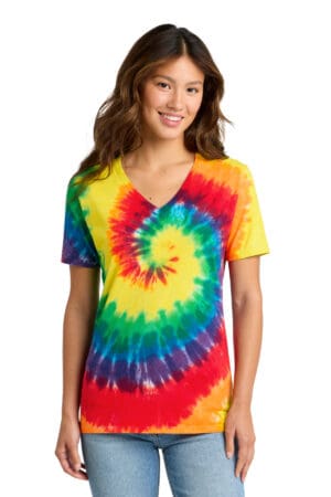 Port & Co  Women's Tie-Dye V-Neck Tee. LPC147V